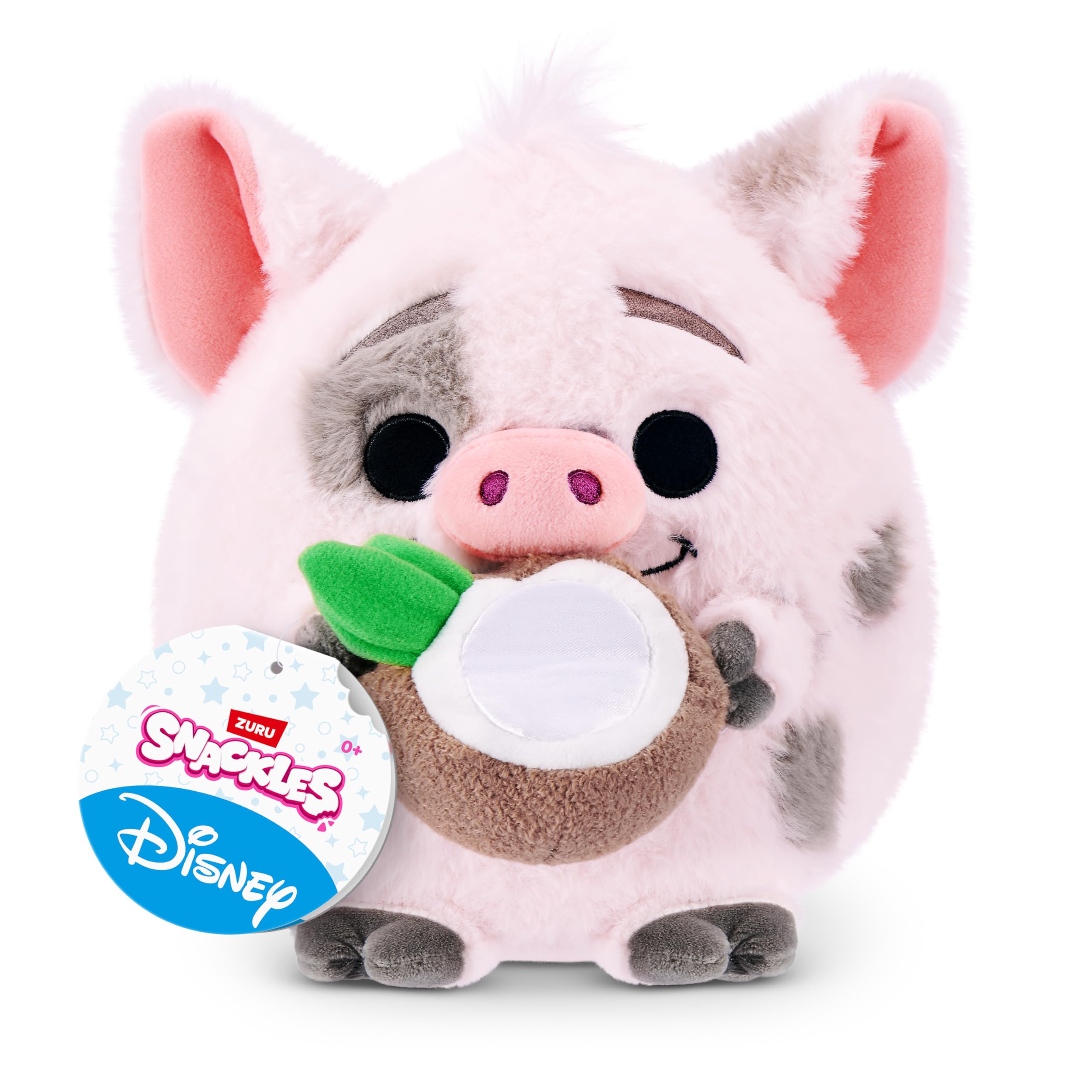 Snackles Disney 8-Inch Plush Toy (Pua & Coconut) by ZURU – Ultra-Soft Stuffed Animal with Snack Accessory, Collectible Cuddly Plush for Kids, Tweens, Teens & Disney Fans
