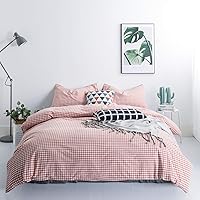 Vista 18 de SUSYBAO Juego de funda de edredón a cuadros azules, tamaño Queen, 100% algodón lavado, juego de funda de edredón de 3 piezas, 1 funda de edredón