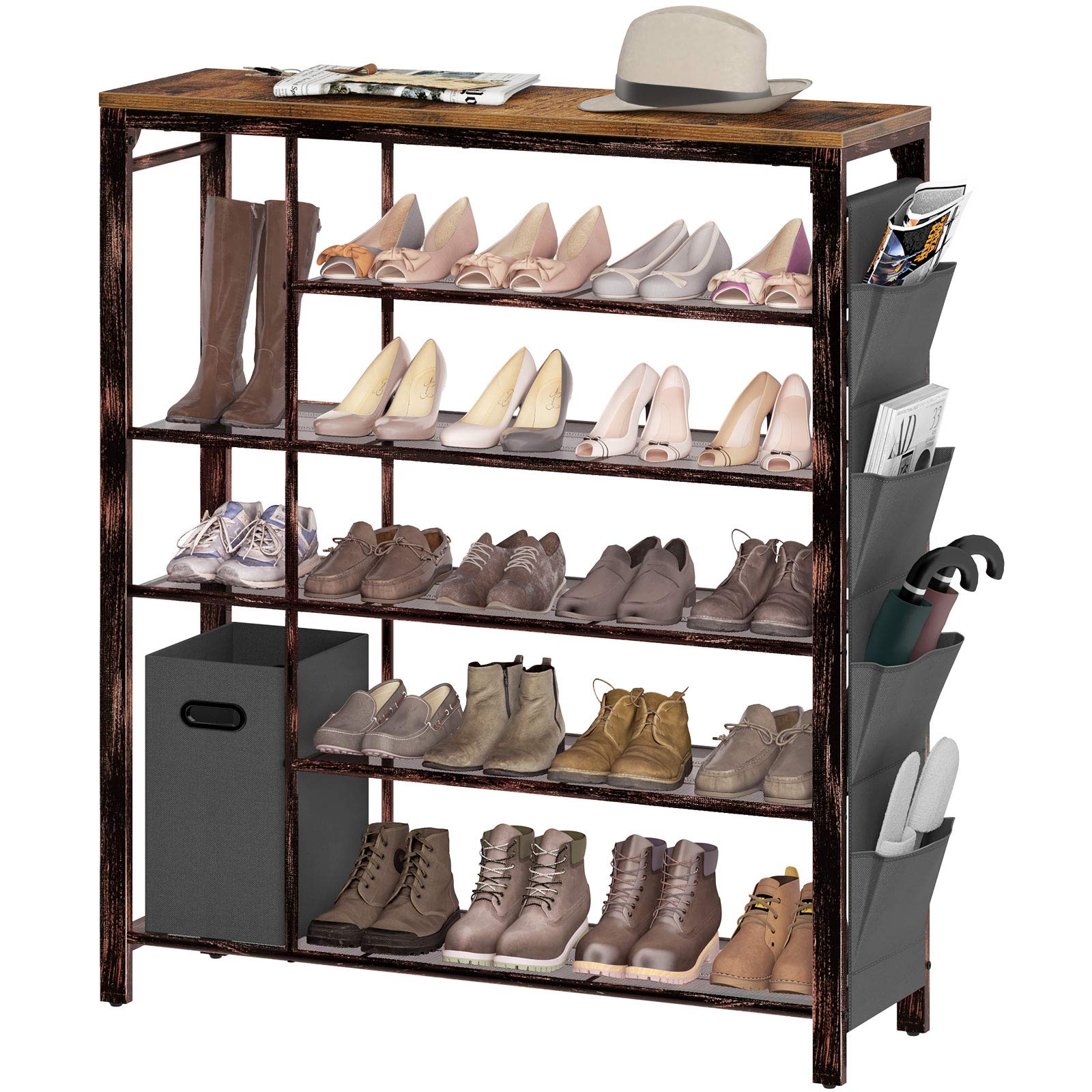 Buy Rolanstar Shoe Rack,6Tier 39” Storage Entry Shoe Bench with Mesh