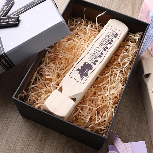 Miniatura 6 de POPLAY 2 silbatos de tren de madera, silbatos de madera de juguete de 4 tonos de 7.3 pulgadas, silbato de tren para niños, fiesta de cumpleaños,