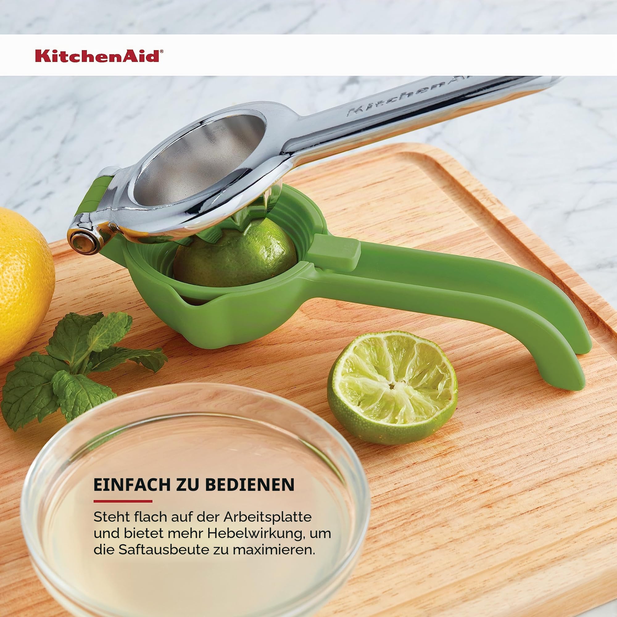 KitchenAid Zitruspresse für Zitrusfrüchte und Limetten mit Samenfänger und Ausgießer, 20,3 cm, (KQ070OHLCA)