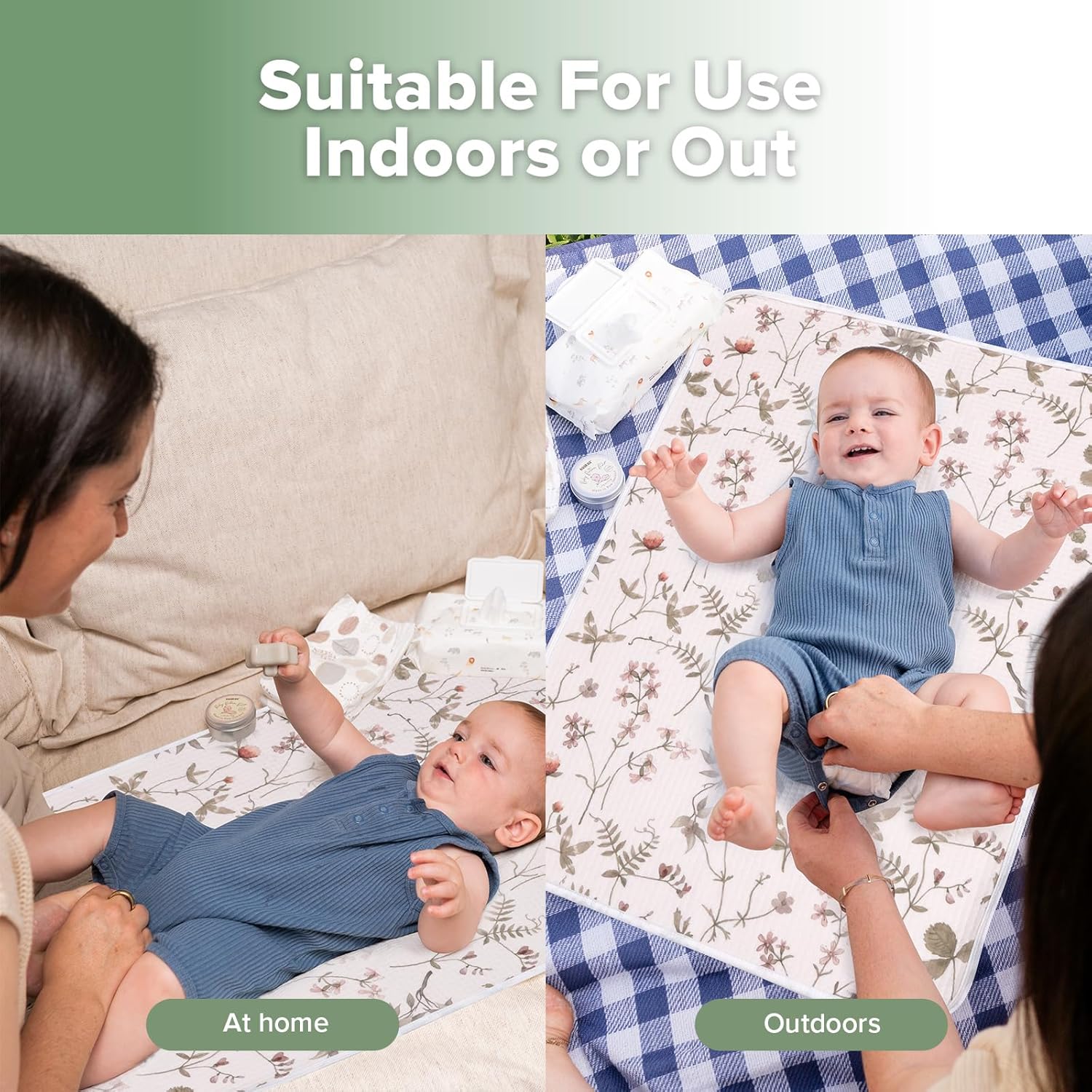 haakaa Waterproof Changing Pad Liners, 100% Cotton, Soft & Breathable (1pc, 19.5" x 27.5" Vintage Garden) Vintage Garden Medium image 6 of 9 B0DP2L68KL