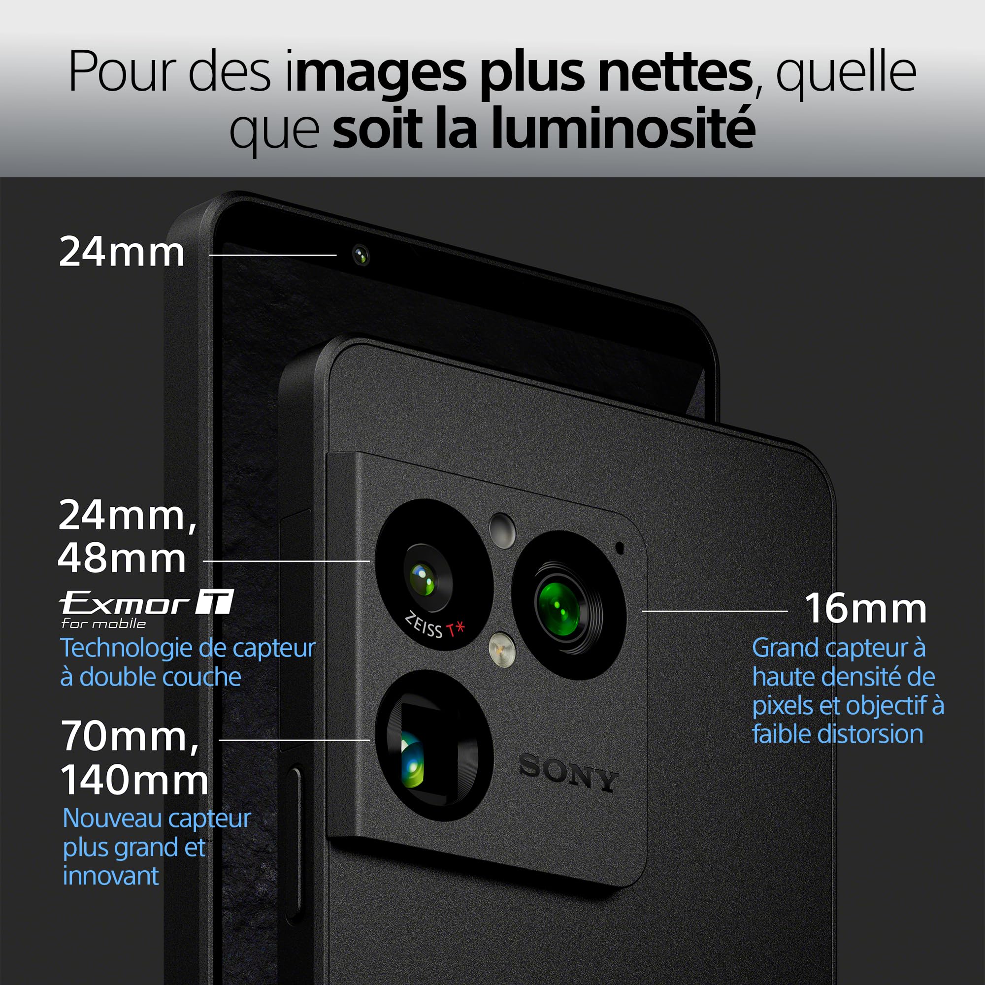 Sony Xperia 1 VIII - 6,5" 19,5:9 FHD+ HDR OLED 120Hz, Triple Objectif avec Nouveau téléobjectif, Xperia AI, Batterie 2 Jours, Audio 3,5 mm, Double SIM, Argent