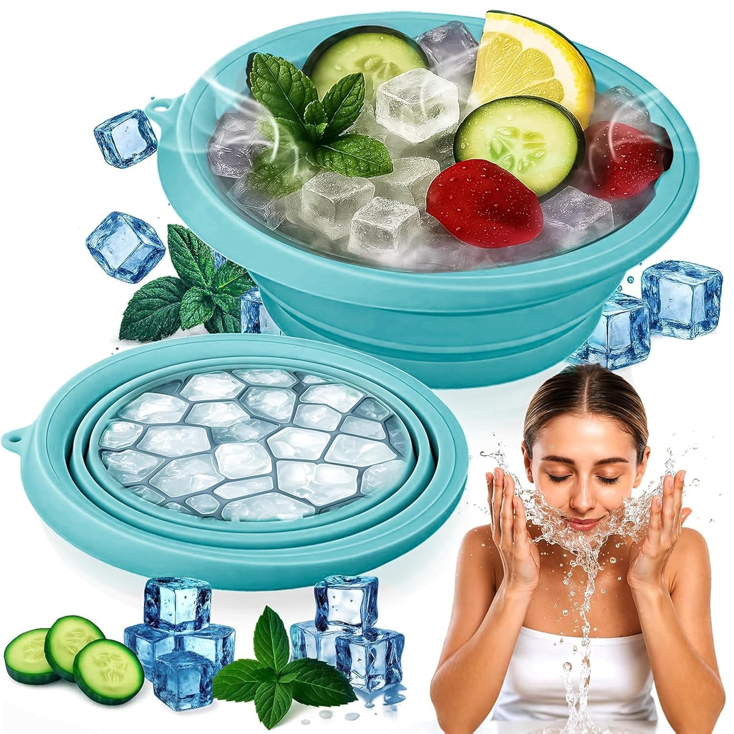 Foldable Ice Face Bowl with Built-In Ice Tray – Silicone Facial Ice Bath for Shrinking Pores, Boosting Circulation, Cold Plunge Skincare Gift for Men & Women (Blue)-image-49