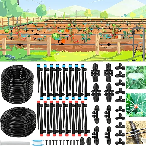Drip Irrigation System Kit – 2025 New Quick-Connect Garden Watering System with 46FT 1/2'' Tubing Automatic Watering & Misting System for Greenhouses,Yards,Lawns,Gardens, Raised Beds 246FT (