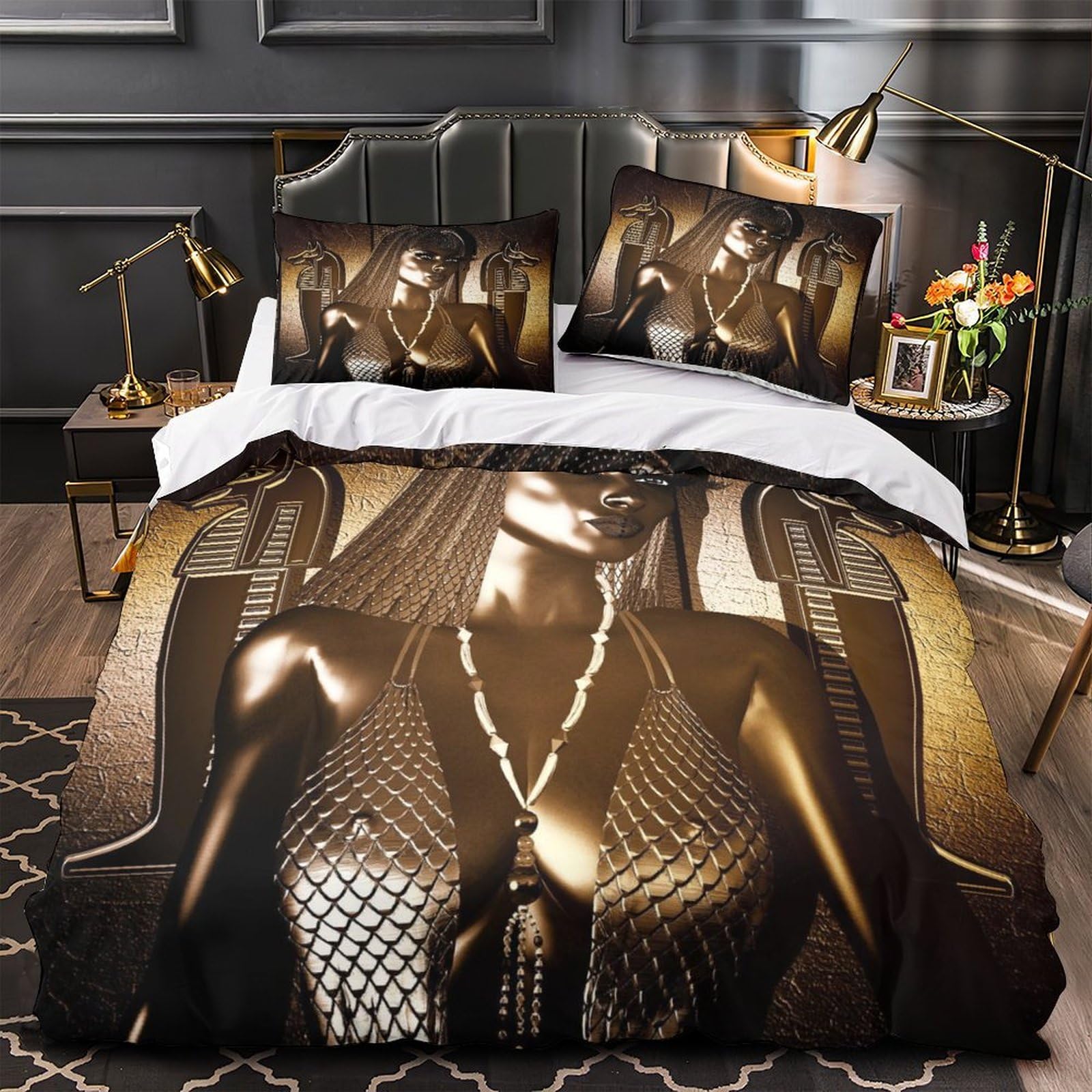 Parure de lit king size microfibre confortable housse de couette jaune d'œuf
