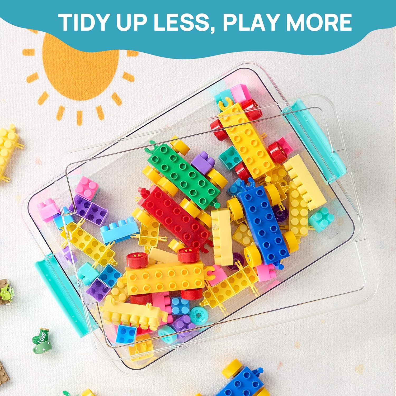 Vtopmart 6 Qt Plastic Storage Bins with Lids, Clear Sensory Bins, Arts Crafts Organizers and Storage, Stackable Containers for Home Office and School Supplies, 4 Pack - Image 6