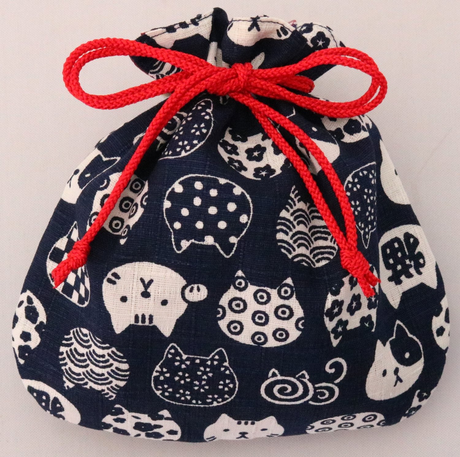 Kyoyu Mini Cat Drawstring Pouch, Navy