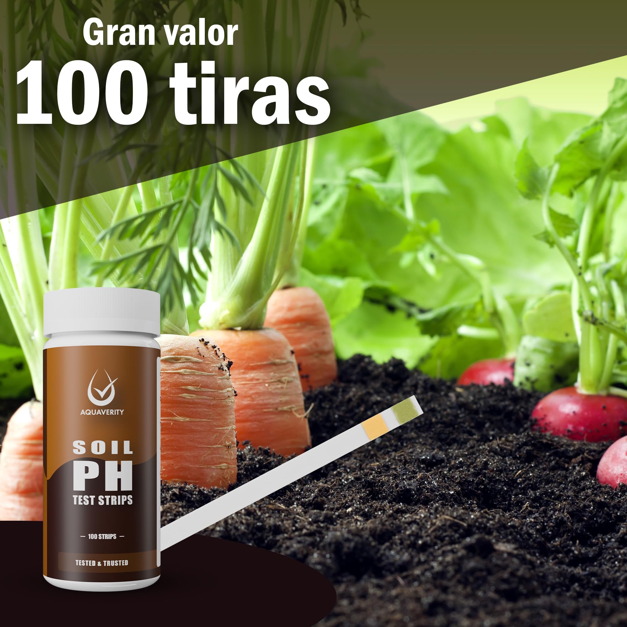 Kit de prueba de suelo: 100 tiras de prueba de pH del suelo (rango 3-9) pruebas de pH rápidas y precisas para jardín, césped y plantas | Tiras probadoras de pH fáciles de