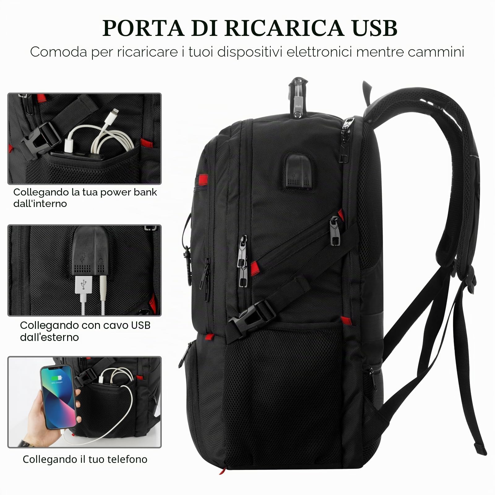 YAMTION Zaino Porta PC 18.4 Pollici, Da Viaggio Uomo Con Portascarpe, Porta Attrezzi Da Lavoro, Università Impermeabile, Nero