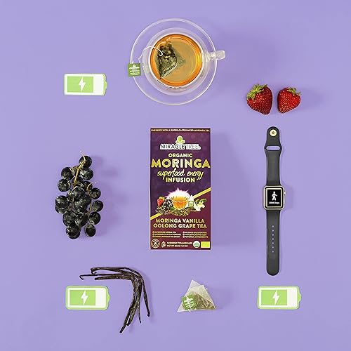 Miniatura 8 de Miracle Tree 's Moringa Energy Tea - Uva Oolong de vainilla  Mezcla súper cafeína  Alternativa de café saludable, perfecta para concentrarse