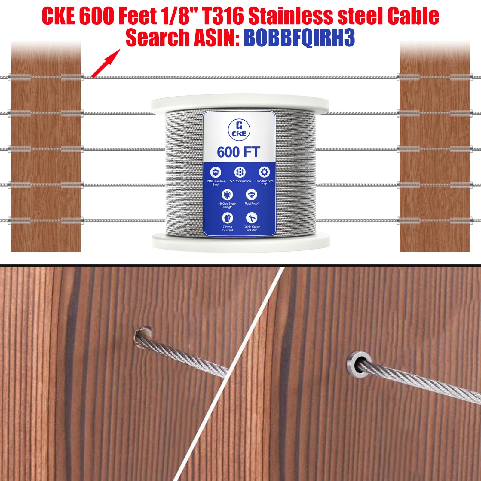 CKE 40-Pack Stainless Steel 30° Angle Sleeves – DIY Cable Railing Protectors