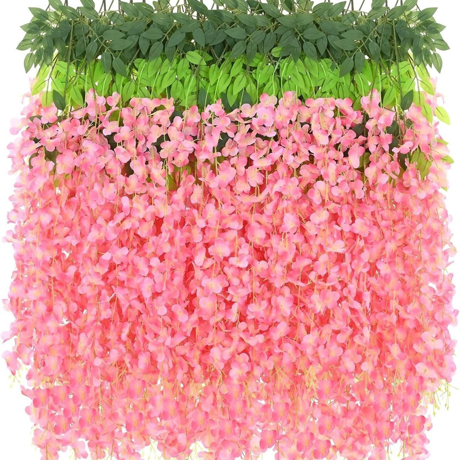 carotoe 12PCS Artificial Silk Wisterias Flower Garlands with Flexible Wire for Ceiling Wall Wedding Party Decoration Realistic Silk Floral for Home Decoration