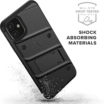 Zizo Bolt Cover - Case for iPhone 11 with Military Grade + Glass Screen Protector & Kickstand and Holster (Black