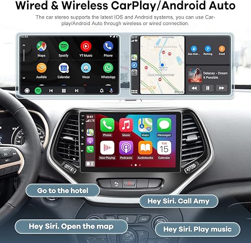 Miniatura 4 de 2G+64G Radio de coche Android 13 para Jeep Cherokee 2013-2018, pantalla táctil de 10.1 pulgadas, estéreo de coche, CarplayAndroid AutoHi-Fi