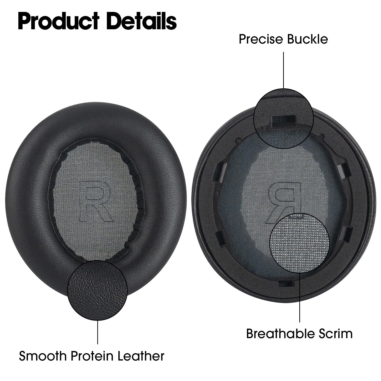 Ersatz-Ohrpolster Für Anker Soundcore Life Q30/Q35 – Protein-Leder Mit Memory-Schaum, Geräuschisolierend