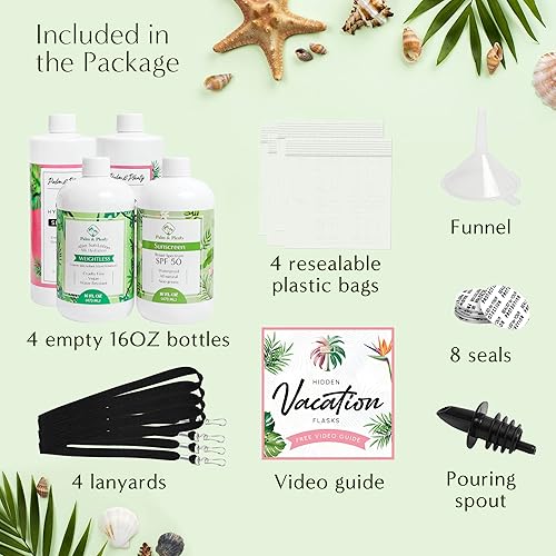 Miniatura 3 de Hidden Flask para licor, botellas falsas de champú y acondicionador y protector solar de 16 onzas para ocultar el alcohol en un crucero, recipientes