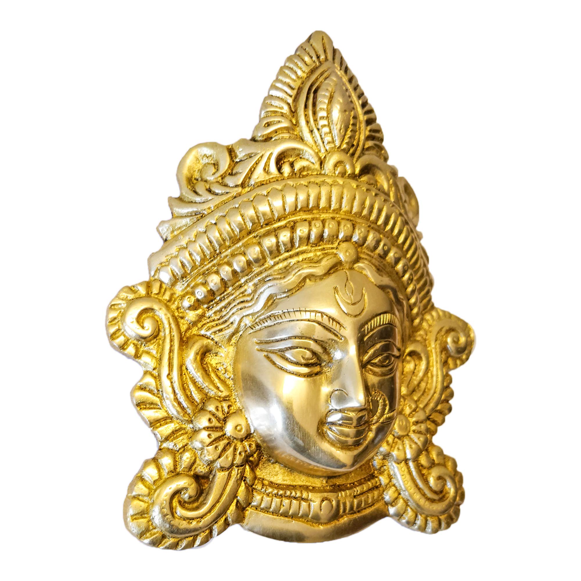 GURU JEE™ Brass Maa Durga Face Idol MATA Rani Ma Durga Wall Decor Durga MATA Face Statue for Home Decor Puja Temple Mandir Showpiece Gifts - Image 3 thumbnail
