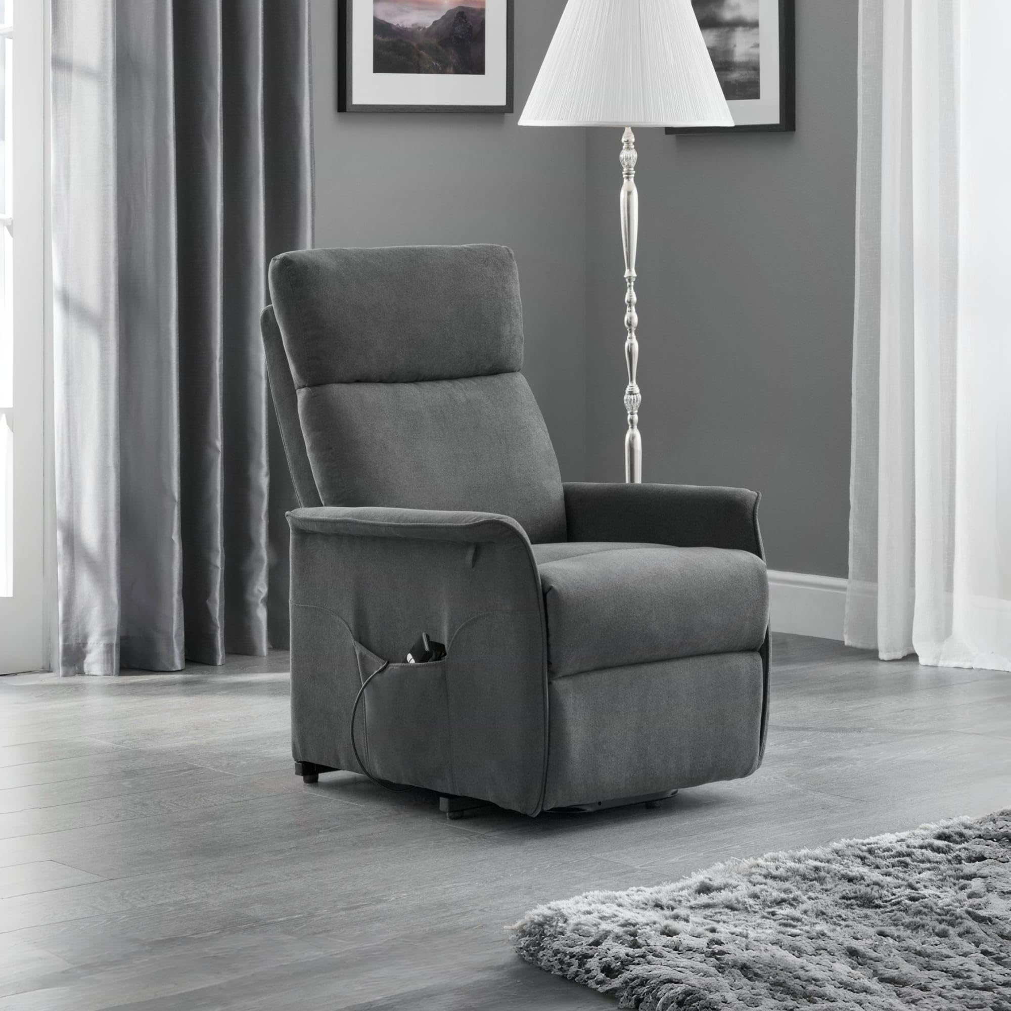 Julian Bowen Helena Charcoal Fabric Riser Recliner Chair