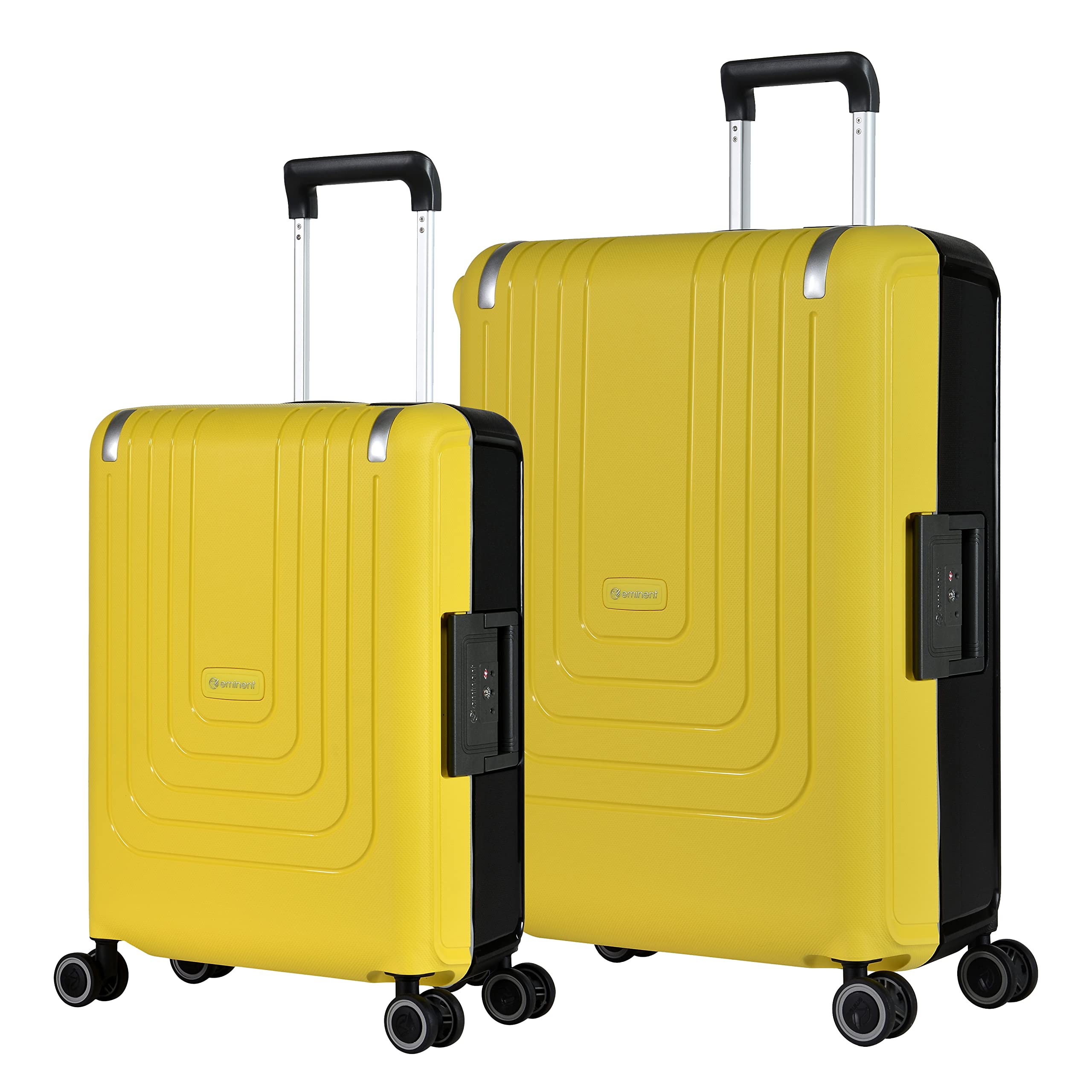 2 Piece Luggage Set 20/28 Inches Polypropylene Hard Case Luggage Sets with 4 Double Spinner Wheels TSA Lock (Set of 2 (20/28), Yellow Black)