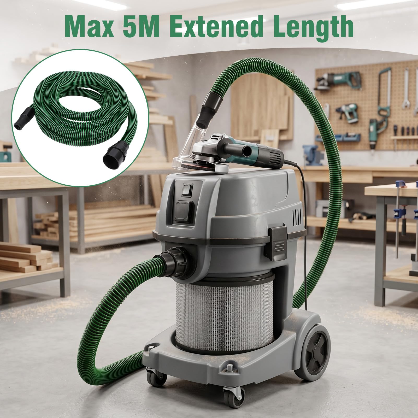 5m Staubsaugerschlauch, D27 (Ø35mm) Absaugschlauch Staubsauger Schlauch für Festool CT 26/36/48 CT 15/25 CT MINI and CT MIDI ab 2019 Staubabsaugung Saugschlauch
