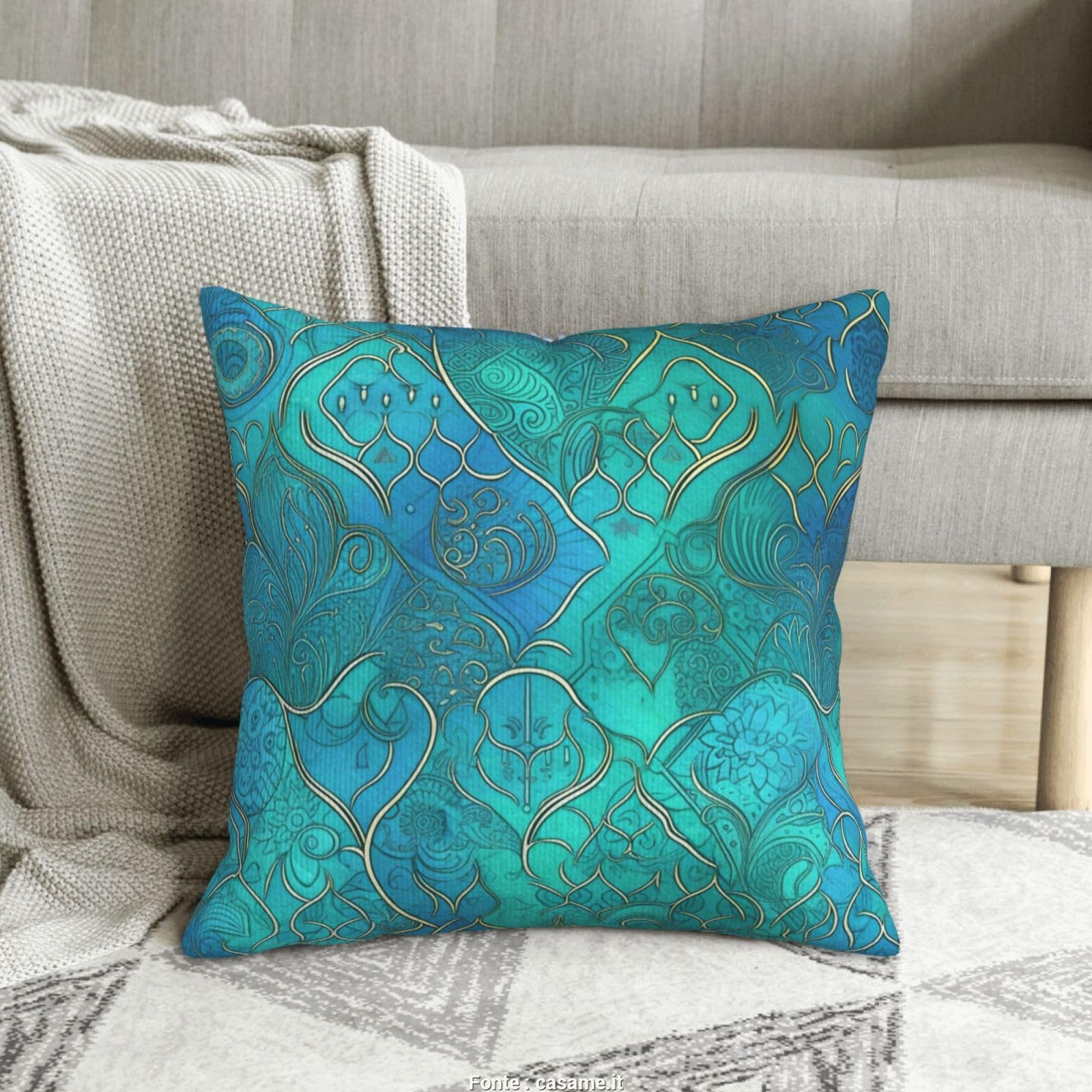 Housses de coussin en velours côtelé turquoise 50x50 cm pour décorer votre canapé moderne