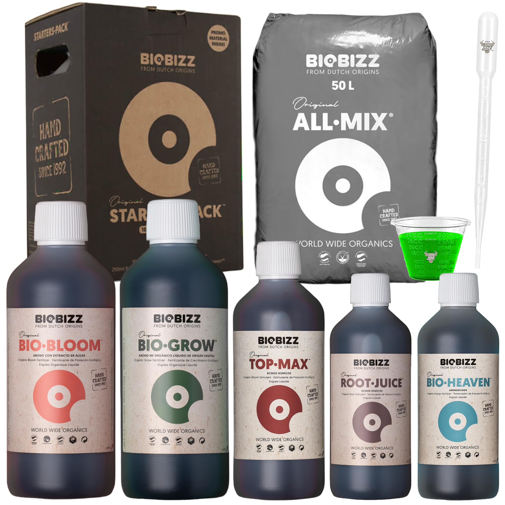 Biobizz Allmix 50L + Starter Pack – organische Erde und Grow Dünger Set für kräftiges Wachstum und reiche Blüte