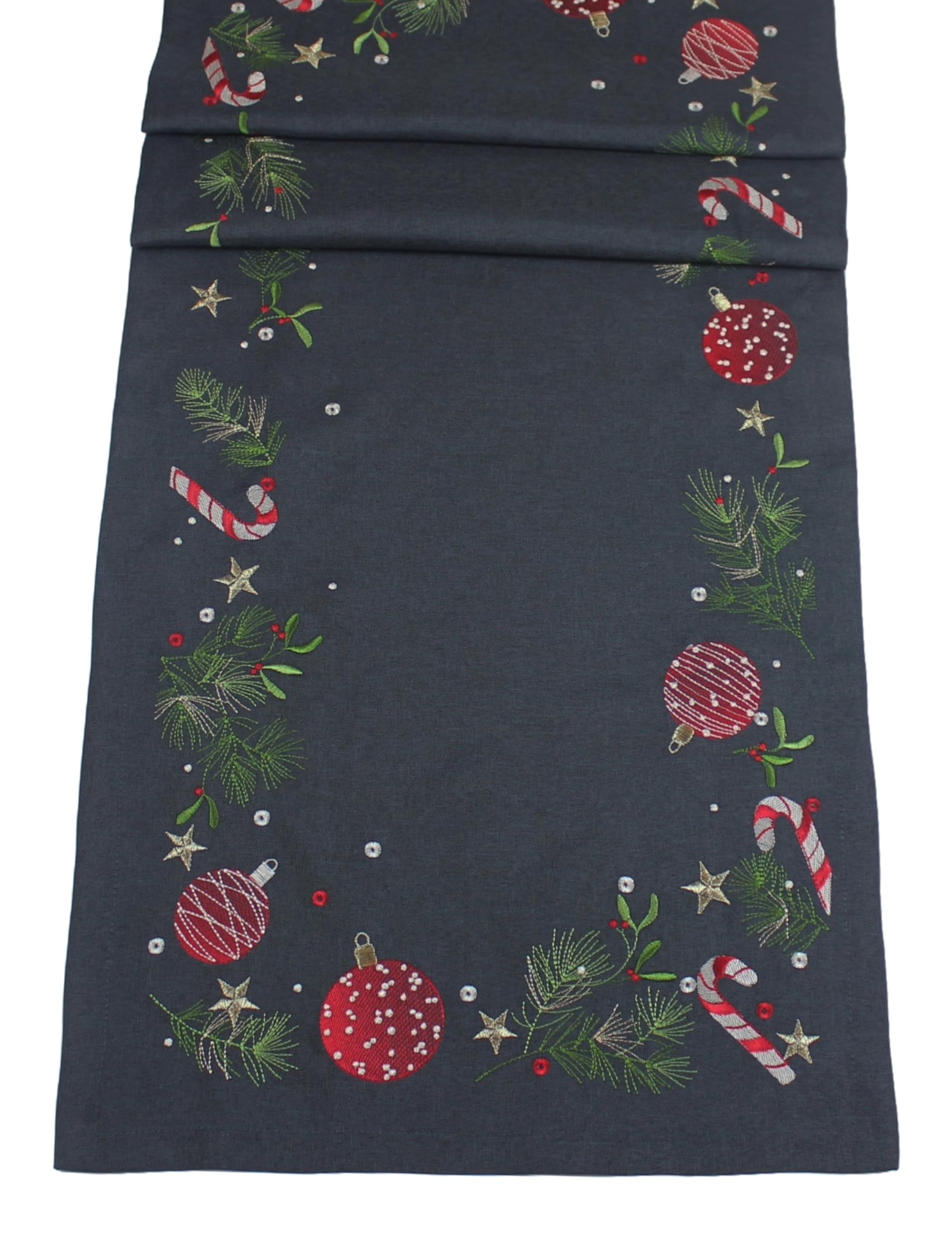 Sugar Sparkles Embroidered Christmas Table Runner 14”x75”
