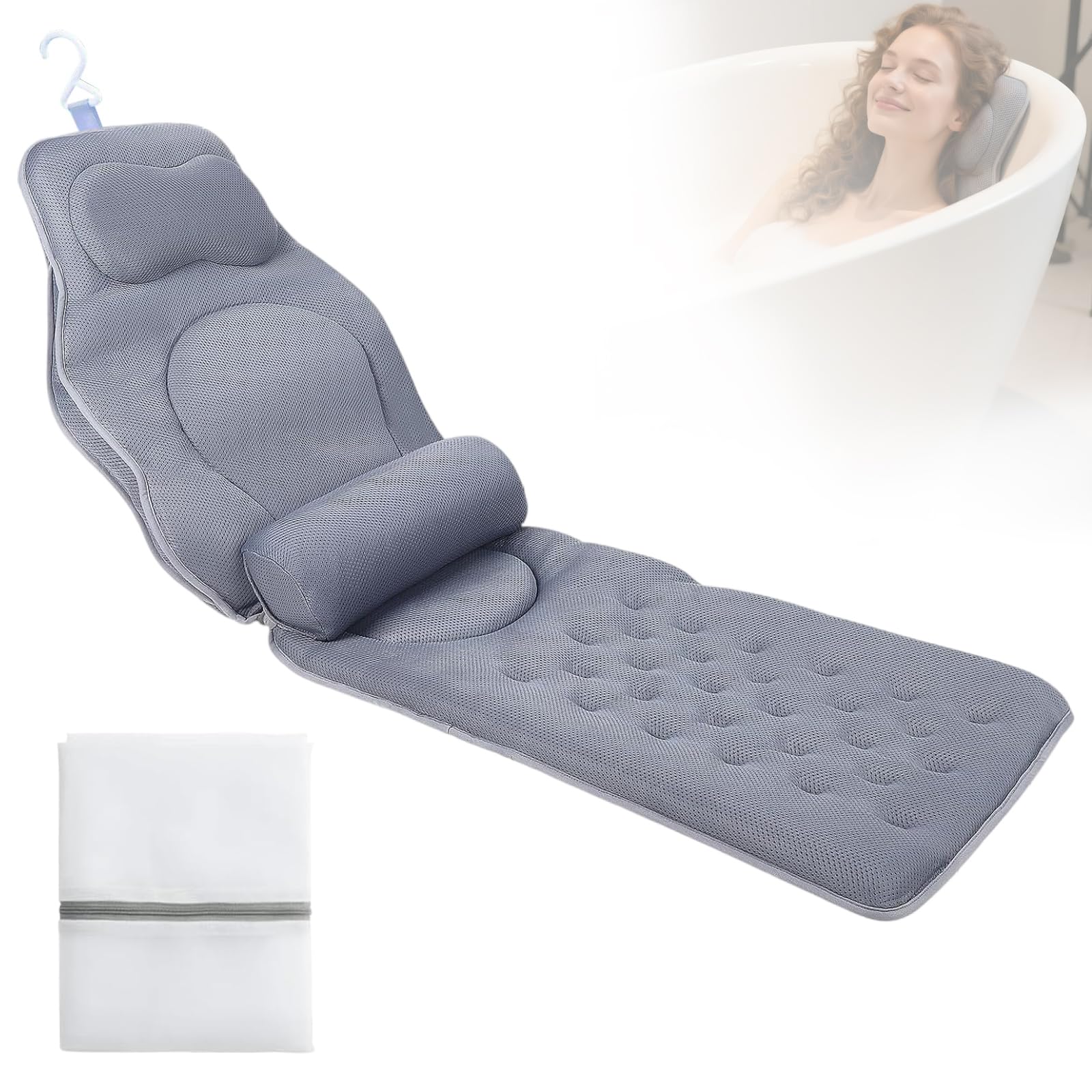Mal au dos en prenant un bain ? Coussin de bain intégral ergonomique et séchage rapide