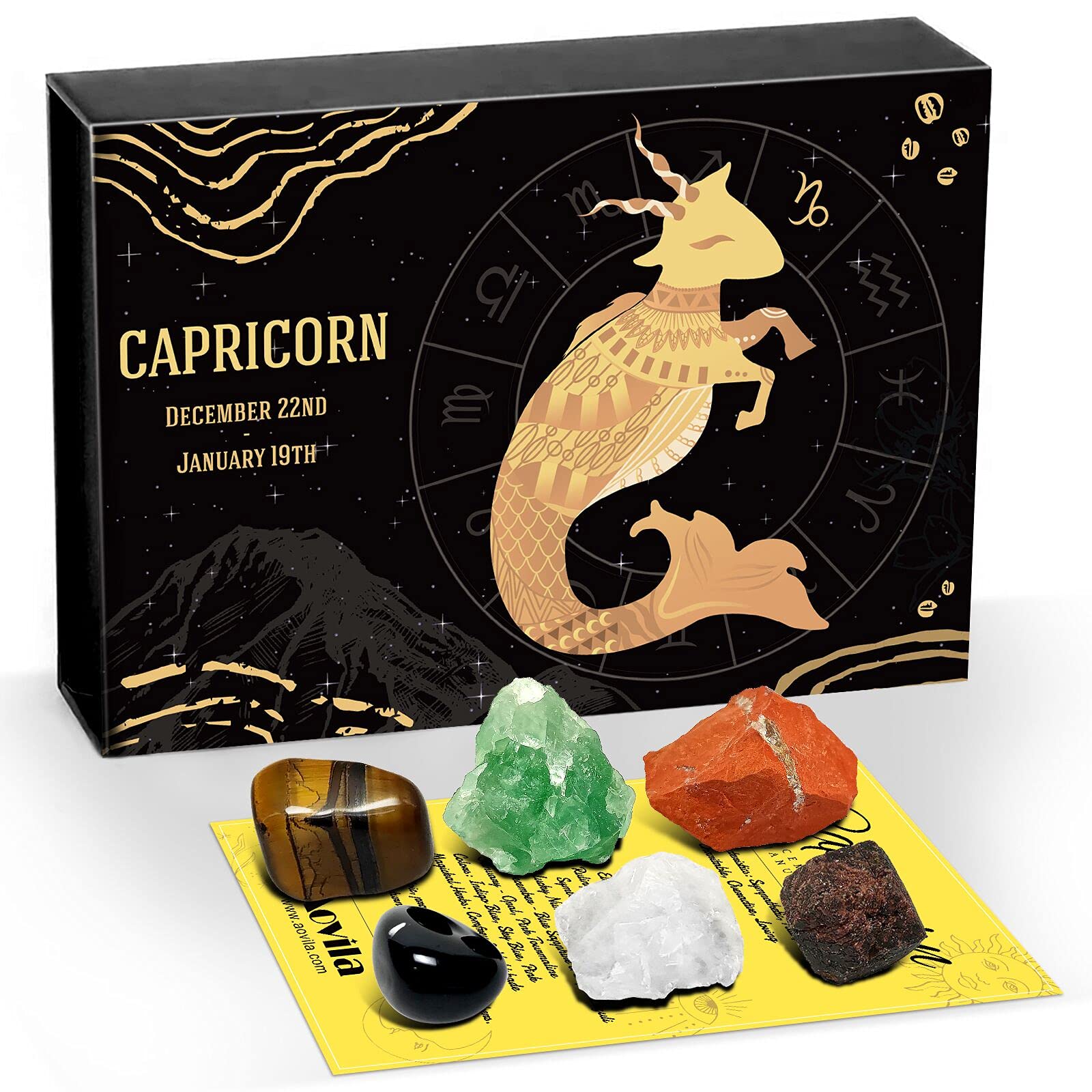 Aovila Regalo di Compleanno per Donna Cristallo Pietra Portafortuna Segno Zodiacale Capricorno Regalo Zodiaco Oroscopo Astrologia Regalo Anniversario San Valentino per Donna Mamma
