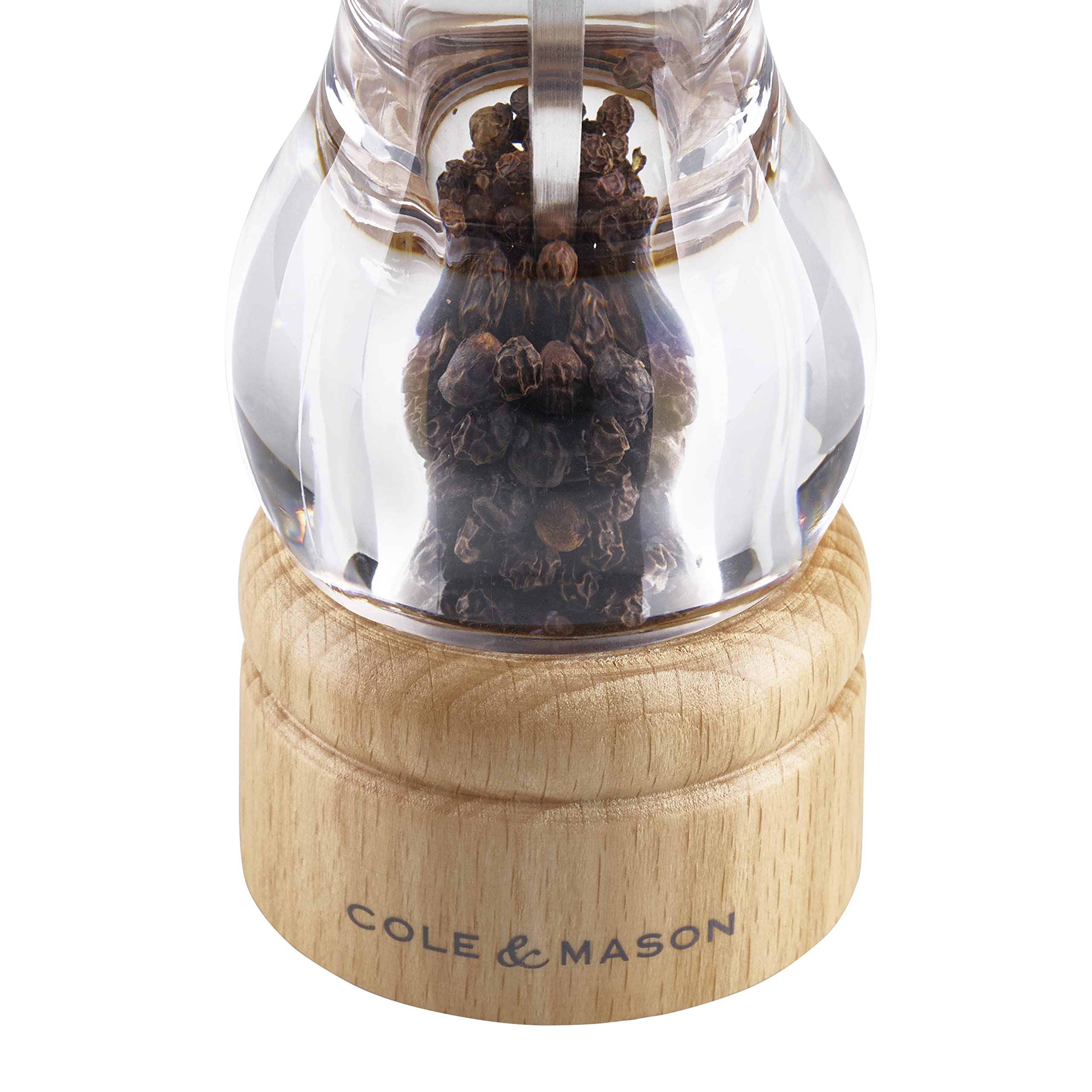 Cole & Mason H10538P 105 Hêtre Naturel Moulins Sel et Poivre, Precision+/Mouture Réglable, Hêtre/Acrylique, 165mm, Coffret Cadeau, Comprend 2 x Moulins, Garantie à Vie Du Mécanisme
