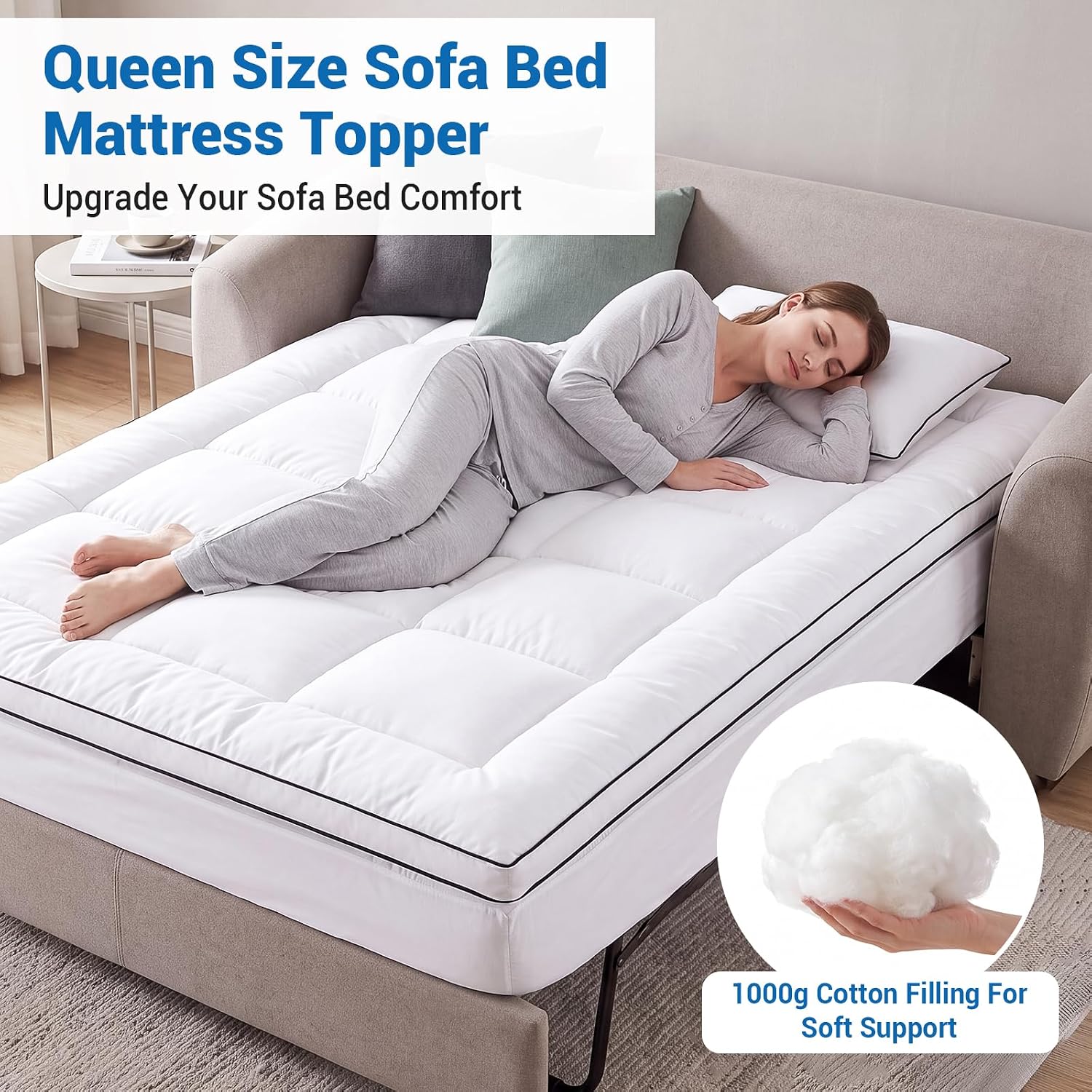 2″ Thick Waterproof Queen Sofa Bed Mattress Protector with 12″ Deep Pocket