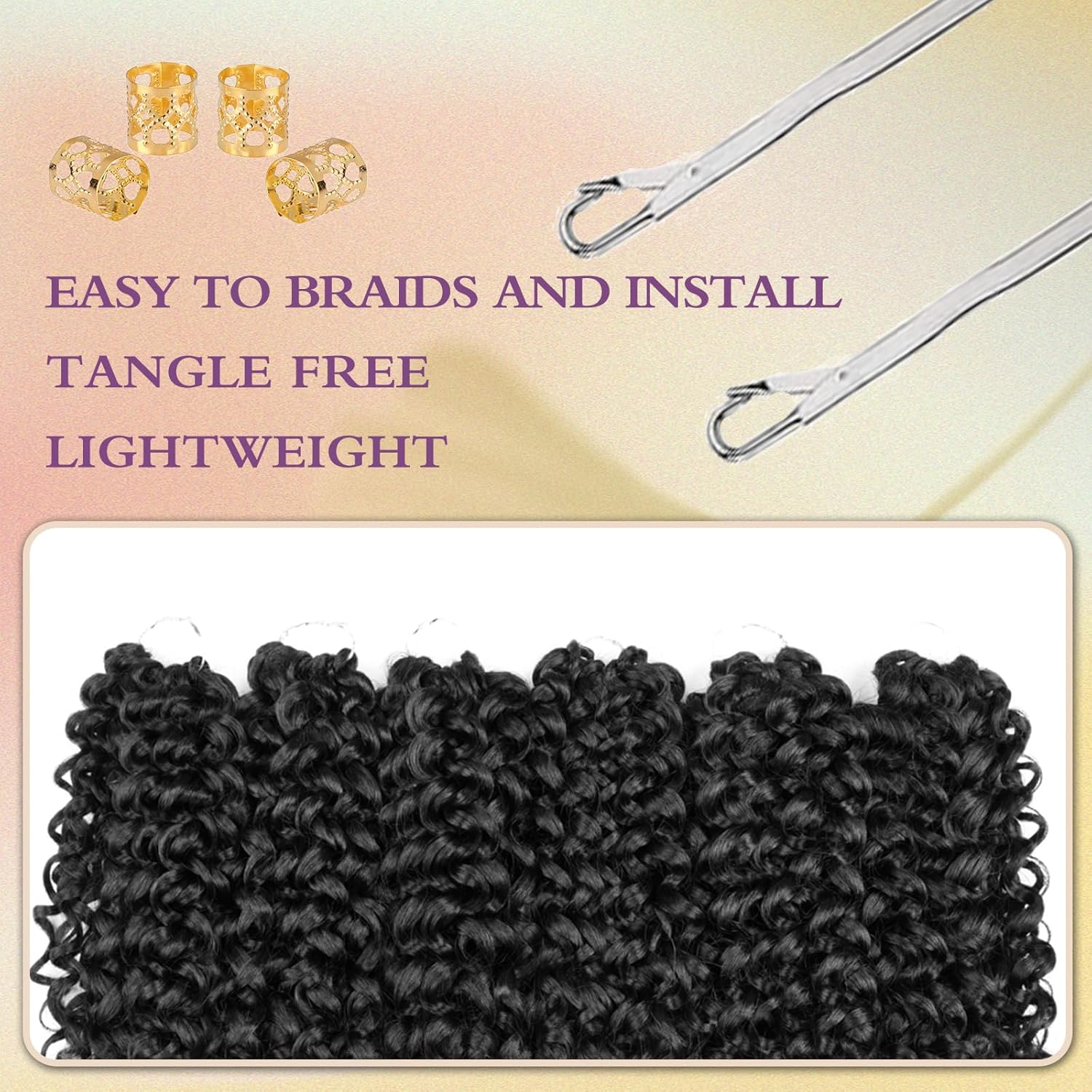 Gogo Curl Ocean Wave Crochet Braids Hair Extensions Natural Black Color Short Curly Hair For Women(1#, 14)