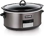 Crock-Pot Large 8-Quart Programmable Slow Cooker with Auto Warm Setting Black Stainless Steel