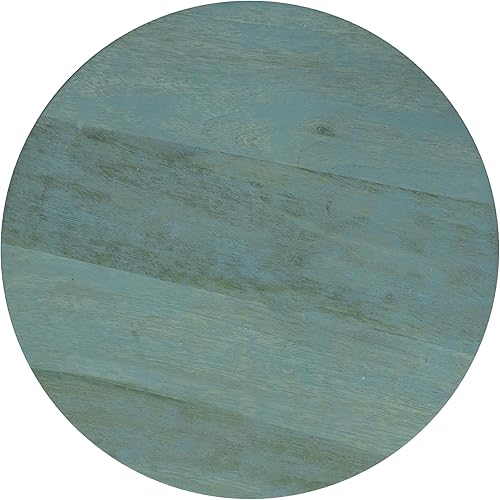 Miniatura 4 de SIMPLIHOME Robbie - Mesa redonda de madera de mango maciza de 16 pulgadas de ancho, estilo bohemio, contemporánea, rústica en color verde azulado,