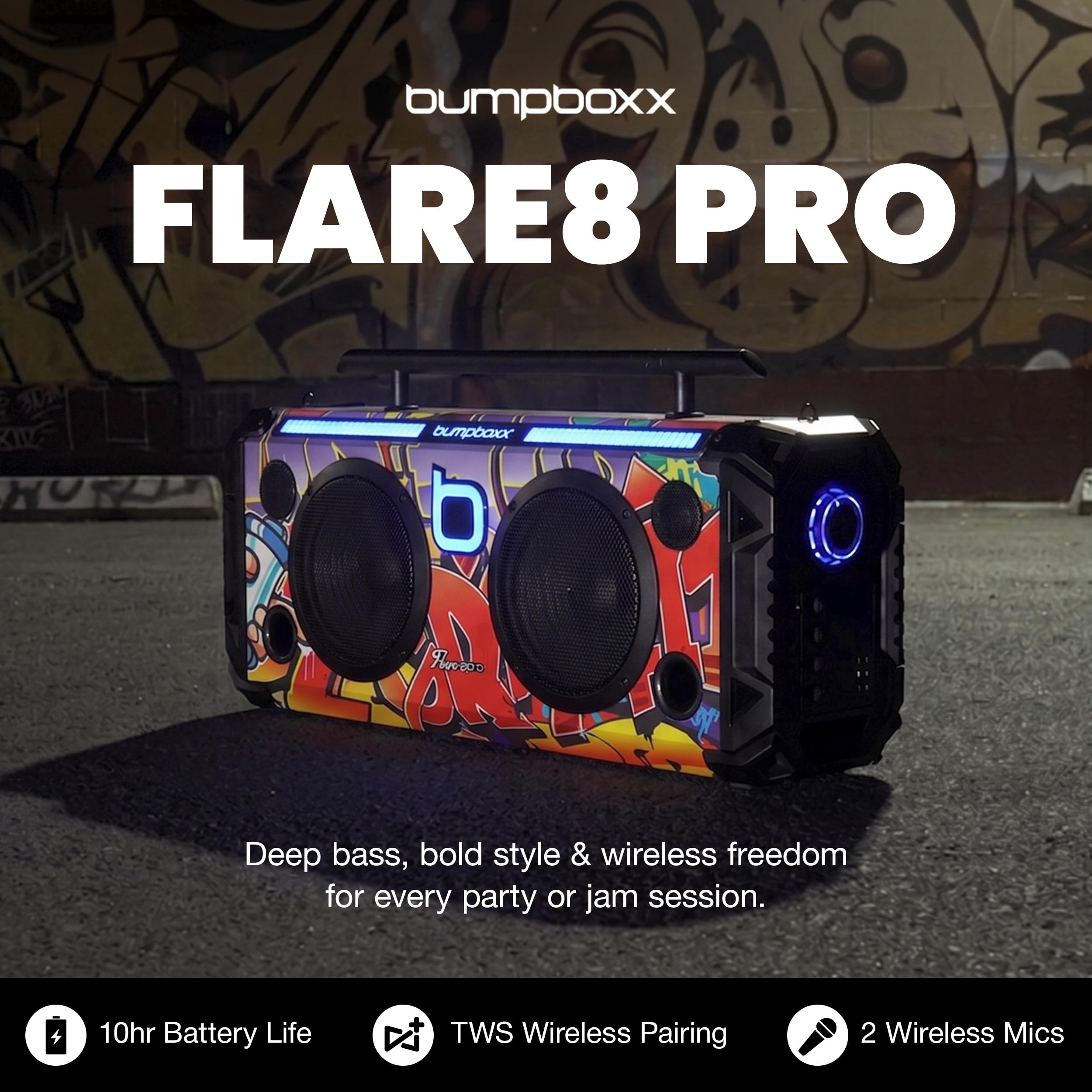 Amazon.com: Bumpboxx Flare8 Pro Retro Bluetooth Boombox Speaker