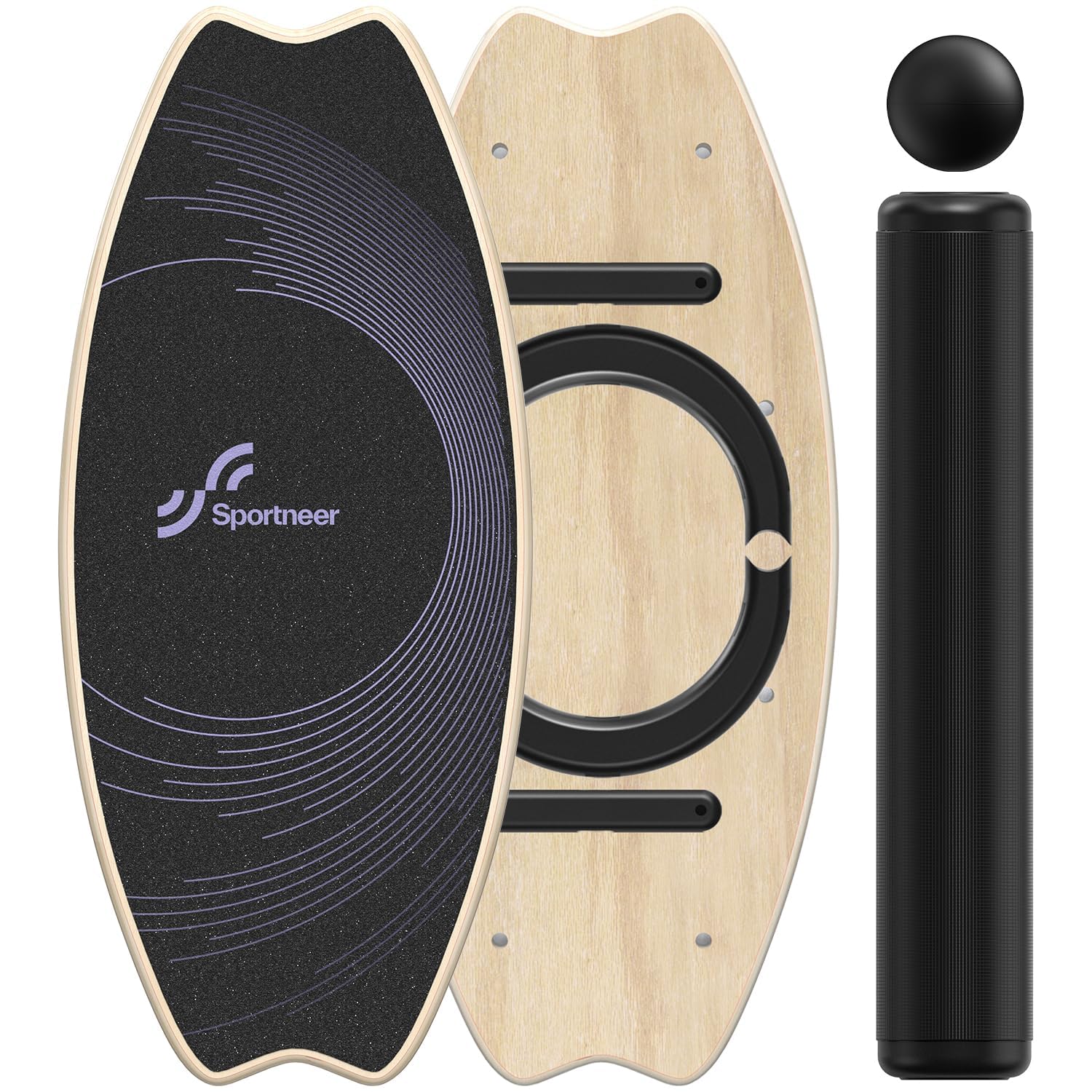 Sportneer Balance Board - 7 Modes Wobble Board with Adjustable Stoppers - Exercise Balancing Stability Trainer for Improve Balance, Surf Trainer & Physical Therapy - Roller and 2.8'' Ball Included