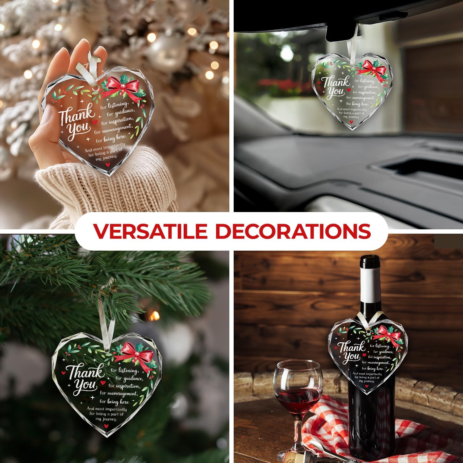 NewEleven Galentines Day Gifts for Women, Men - Teacher Appreciation Gifts, Thank You Ornaments for Coworkers, Boss, Employee - Teacher Christmas Ornament from Student, Kids - Galentines Day Ornament - Image 5