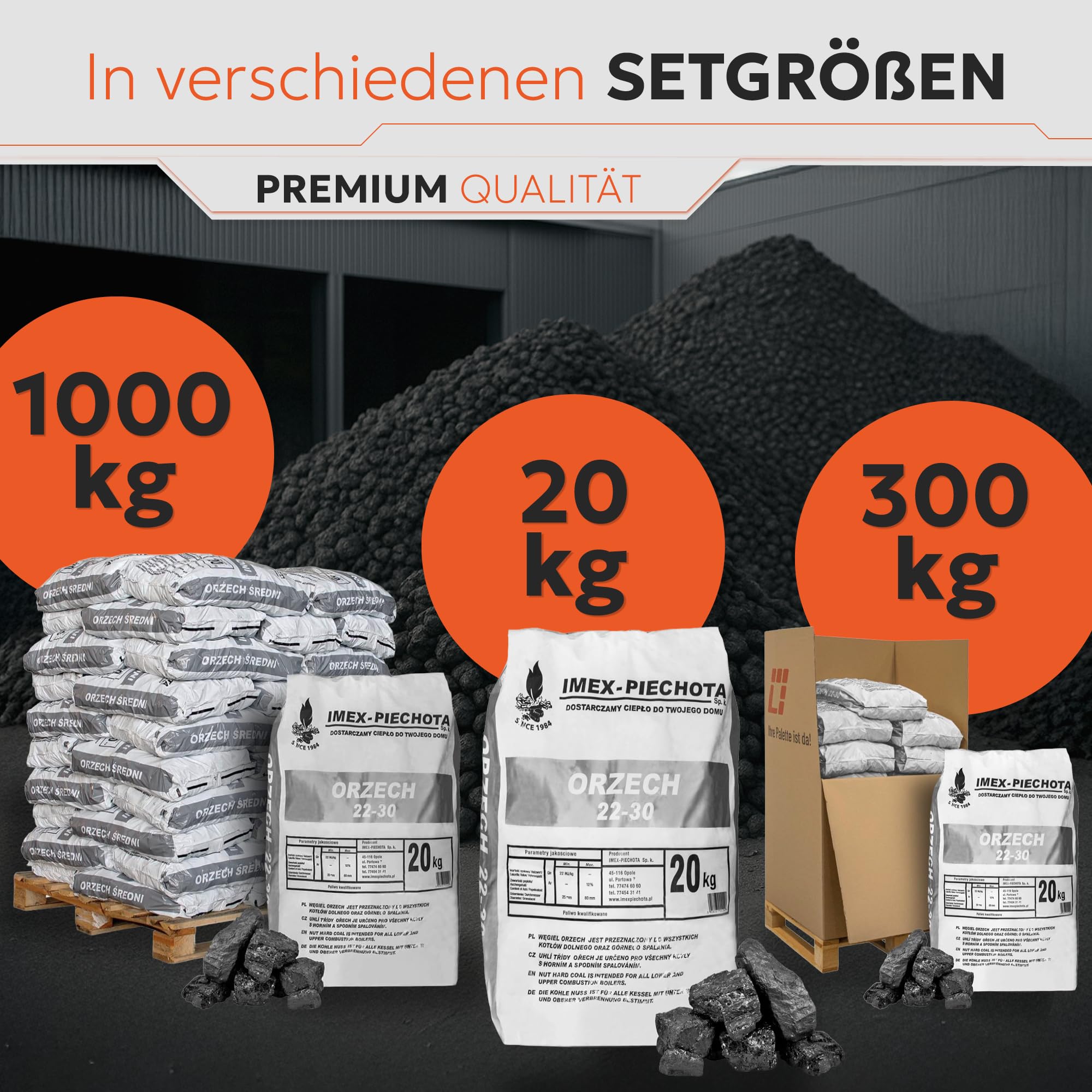Steinkohle grob 25-60mm (20 kg Sack) – Anthrazit-Nusskohle in Premiumqualität – Effiziente Wärme zum Heizen und für Öfen & Heizanlagen – Hoher Heizwert & saubere Verbrennung