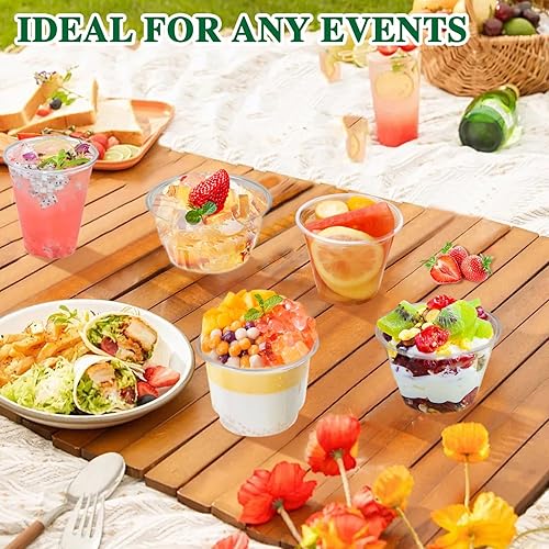 Miniatura 6 de Juego de 50 vasos de plástico transparente de 7 onzas con tapas de cúpula (sin agujero), tazas de frutas, tazas de postre, vasos de postre