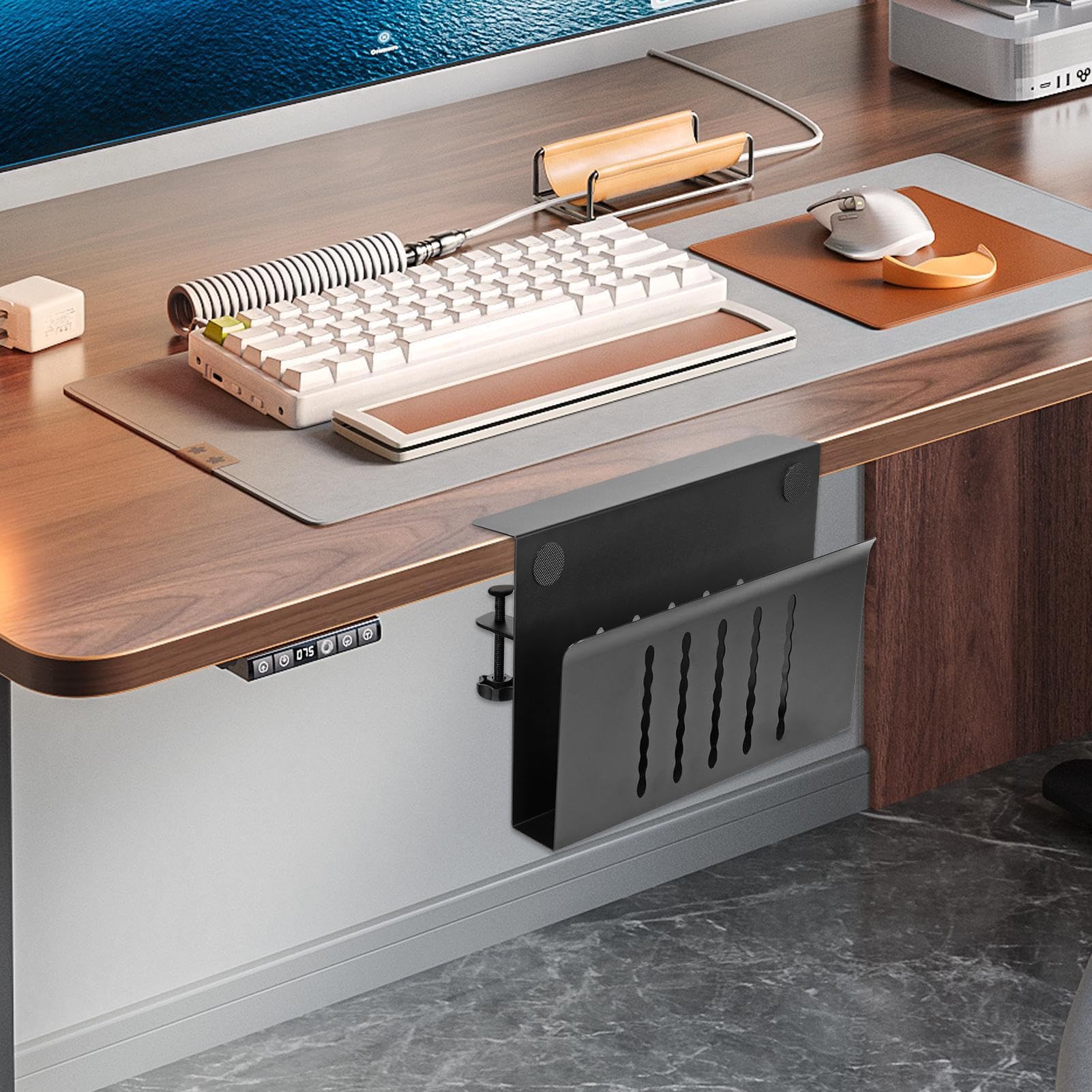 Supporto per laptop laterale da scrivania, supporto verticale per | laptop in lega di alluminio, organizer da scrivania multifunzione, supporto laterale portatile per dissipazione del calore