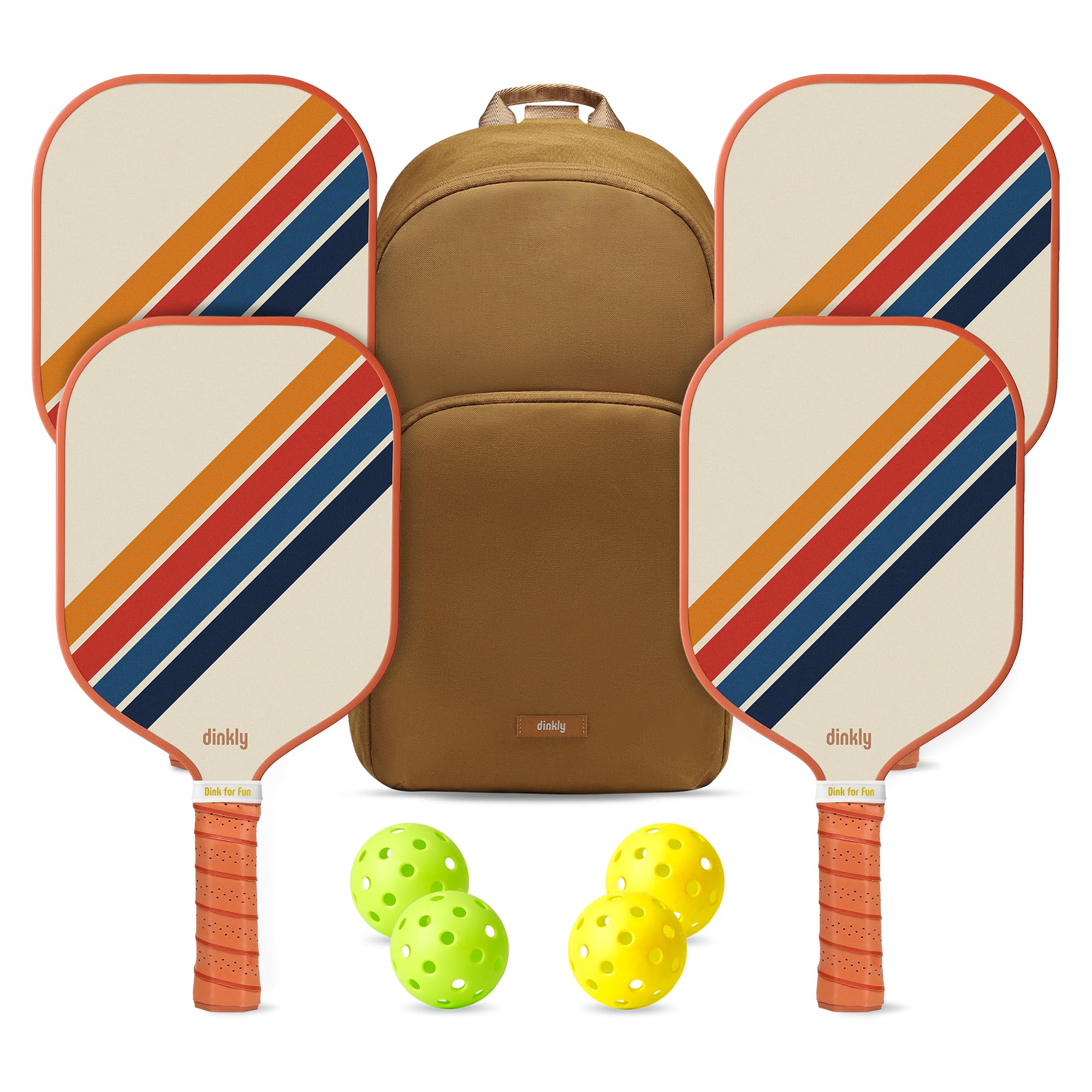 Pickleball Rackets Set of 4, USAPA Approved Graphite & Fiberglass Racket, 4 Paddles, 4 Balls and 1 Portable Carry Bag, Pickle Ball Paddle Gift for Women, Men(Retro Twill)-image-41