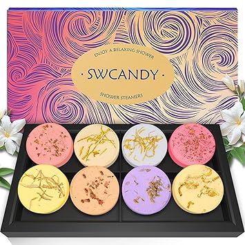 Shower Steamers Aromatherapy SWCANDY 8 Pack Gifts for Women Stocking Stuffers for Adults, Her, Mom, Men Natural Essential Oils Home Spa Self Care Stress Relief Relaxation Bath Bombs Christmas Flower