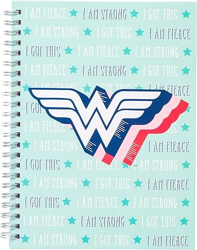 Silver Buffalo Wonder Woman - Diario en espiral de tapa dura con logotipo pastel, 6 x 8 pulgadas
