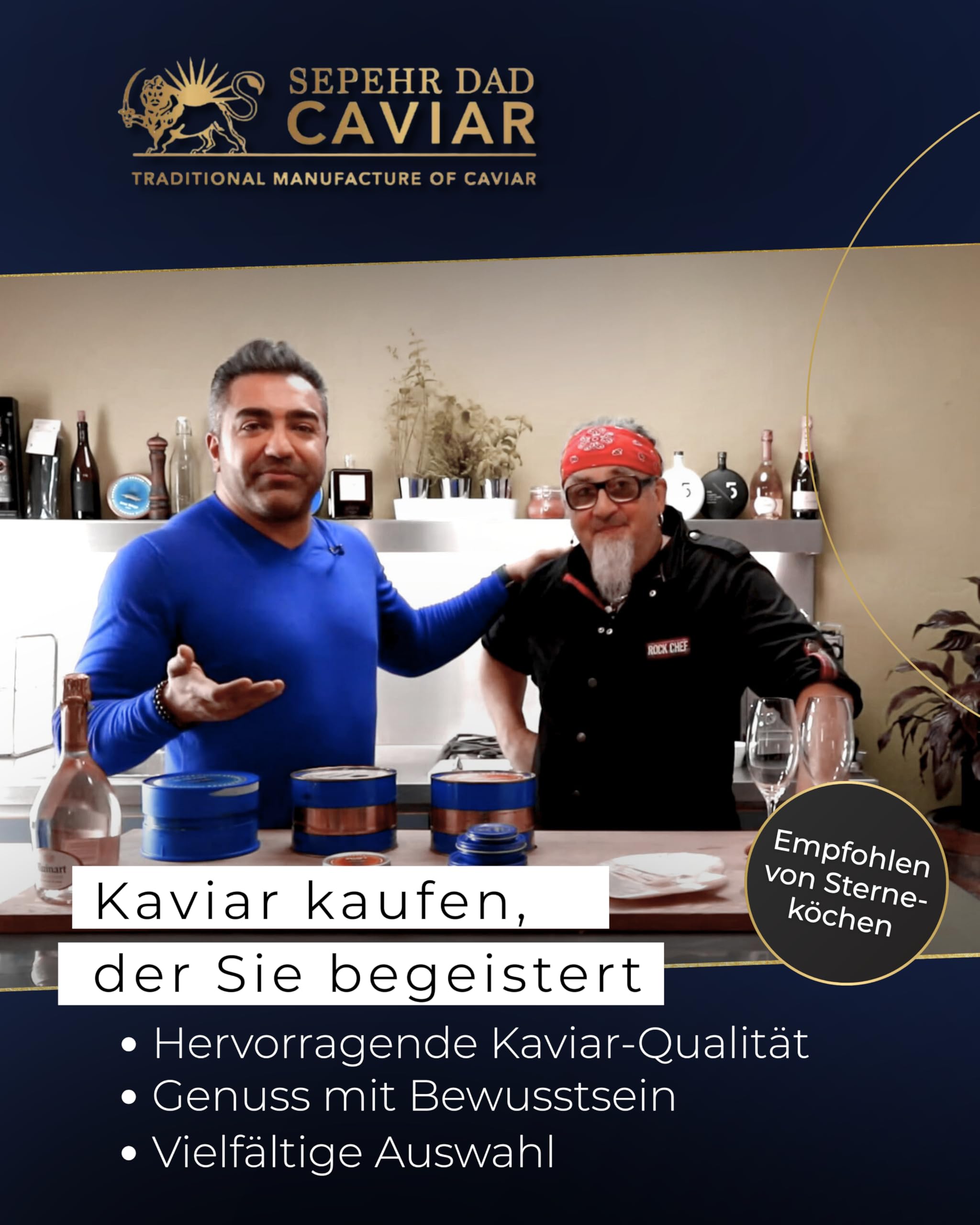 SEPEHR DAD CAVIAR Russian Style Beluga Kaviar 250 g I mittelgroßes Korn 2,9–3,3 mm I Beluga-Caviar aus nachhaltiger Aquakultur I mild & cremig-sahnig I exklusiver Stör Kaviar in Premiumqualität