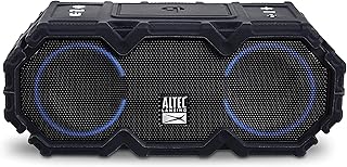 Altec Lansing LifeJacket Jolt - Waterproof Bluetooth Speaker, Durable & Portable Speaker with Qi Wireless Charging and Voice Assistant, Black w/Lights