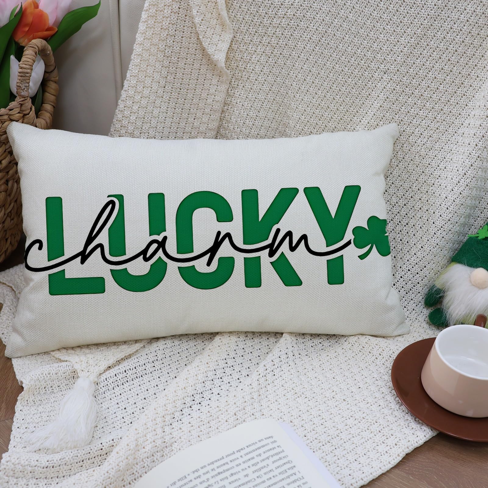 AACORS St.Patrick's Day Pillow Covers 12X20 Inch Set Of 2,Shamrock Pinch Me Decorations Holiday Spring Decorative Pillow Case Decor For Sofa Couch