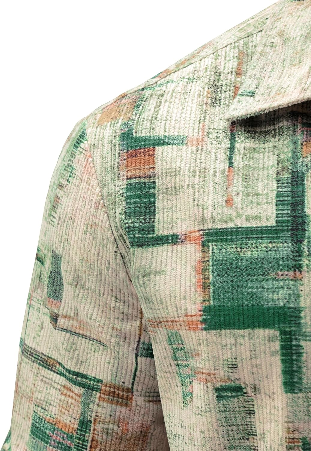 Mens Printed Corduroy Shirts Long Sleeve Button Down Lightweight Casual Shirt Vintage Transitional Shacket - Image 5