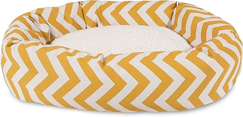 Miniatura 2 de Majestic Pet Cama calmante para perros de sherpa Chevron de 52 pulgadas, lavable, acogedora cama redonda suave para mascotas con lomo para soporte