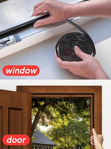 Miniatura 7 de Sunmon - Tira de sellado de silicona para puertas y ventanas, tira de sellado de ventana impermeable autoadhesiva de 39 pies (negro)